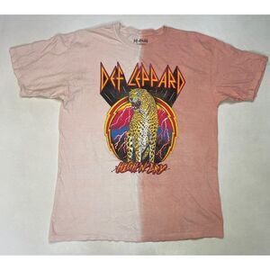 Def Leppard High N Dry Retro Graphic T-shirt Men Large Pink Tie Dye Music